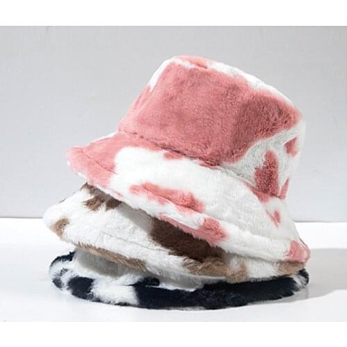 2021 New Fashion Artificial Rabbit Fur Bucket Hat Women Autumn Winter Warm Soft Cap Fisherman Hat Panama Plush Basin Hat Lady