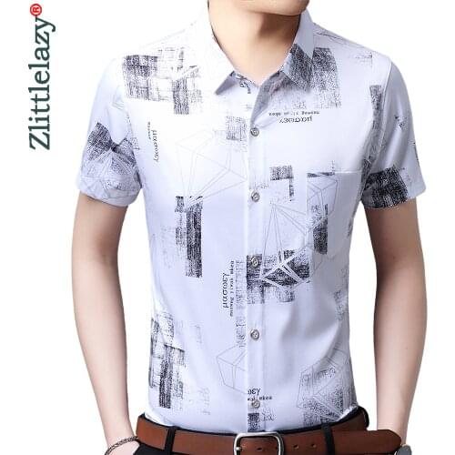 2020 Short Sleeve Men Social Shirt Summer Streetwear Diamond Casual Pocket Shirts Dress Mens Slim Regular Fit Clothes Fashions