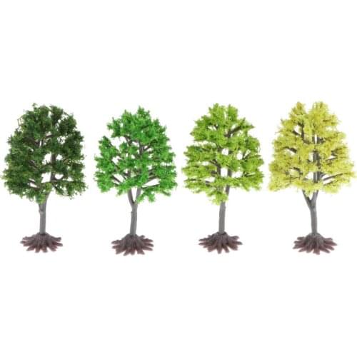 4pcs Mixed Green Model Tree - HO OO Scale Train Railway Scenery, Architecture Street Park Layouts Supplies