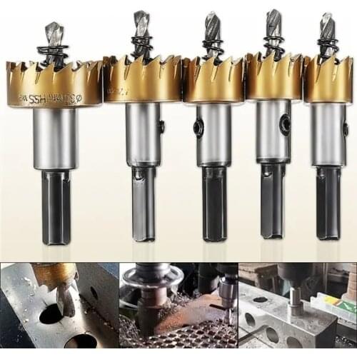 5pc High Speed Steel Drill Bits 16-30mm Hole Saw Cutter Set 16/18.5/20/25/30mm for Metal Reaming Steel Plate Cutting Hole Opener