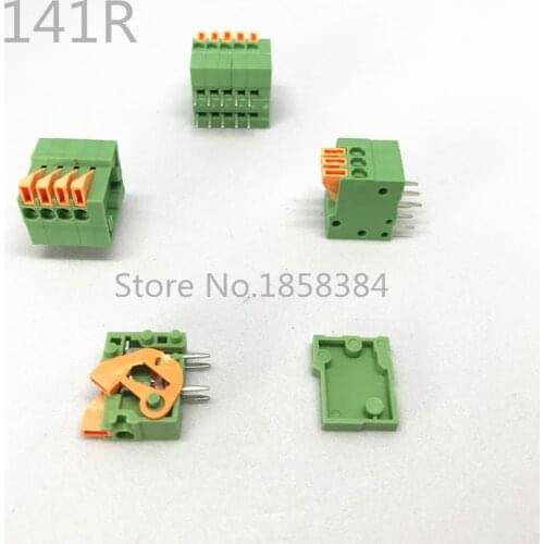 KF141R 50PCS/lot 2.54mm Pitch Spring Terminal Blocks Connector 2/3/4/5/10-20P Right Angle Green RoHS PCB Mounted