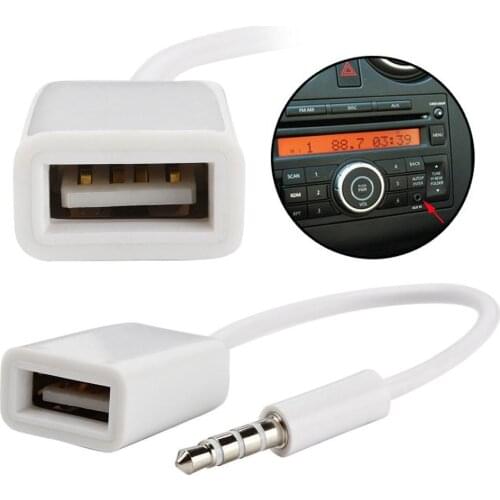 Car Auto USB Female to 3.5mm Jack AUX Male Audio Cable Converter Extension Cord Mobile Phone MP3 Car Audio Accessories