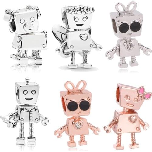 Free Shipping Flower Fairy Bella Robot Charms Bead Fit Original Brand Bracelet Necklace For Women Jewelry DIY Making