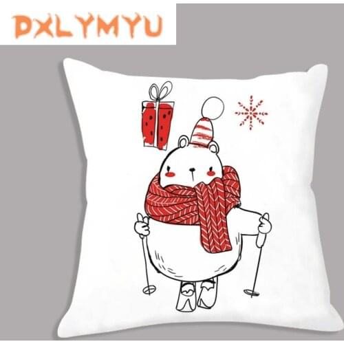 Decorative Throw Pillows Case Covers Bear Rabbit Snowman Christmas Gift Nordic White Plush Cushion Cover for Sofa Home Decor
