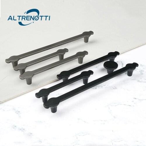 Door Pull Furniture Cabinet Drawer Handle Grey Black Kitchen Cupboard Wardrobe Dresser Closet Metal Zinc Hardware Knob House