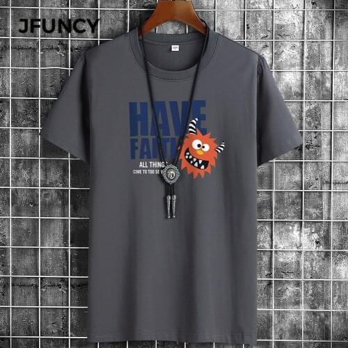 JFUNC Summer Cotton Man Oversized T-Shirt Punk Manga Vintage Hip Hop Letter Printed Plus Size Breathable Men T-Shirt Top Tees