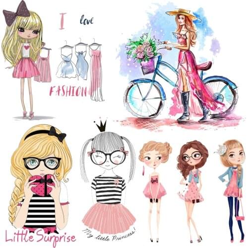 Beautiful Girls Iron On Transfer For Clothing Heat Vinyl Transfer Thermal Stickers For Women Clothes DIY Iron-On Patch Applique