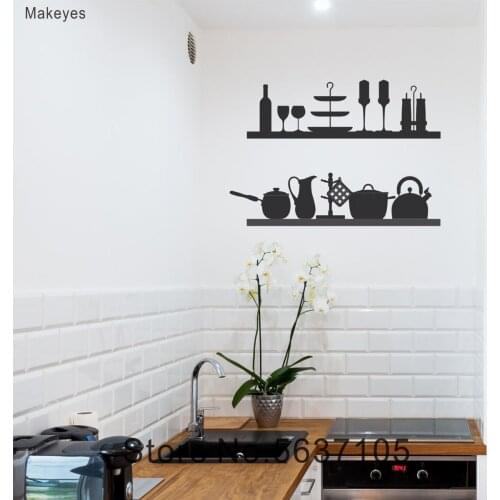 Makeyes Kitchen Shelf Wall Stickers Art Pattern Wall Decals Home Kitchen Wall Decoration Vinyl Designs Removable Wallpaper Q095