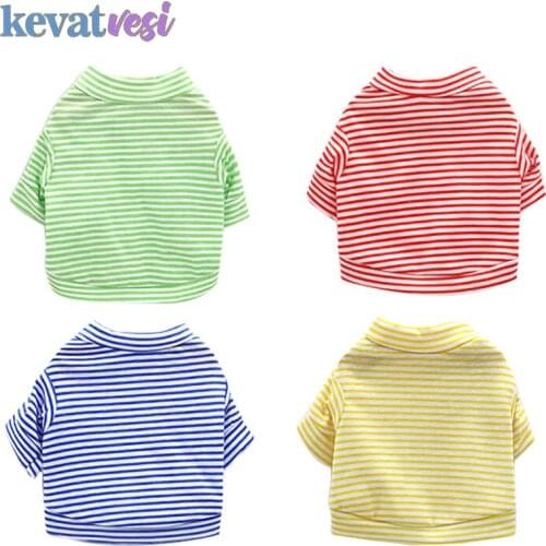 Summer Dog T-Shirt Chihuahua Cotton Colorful Striped Dog Clothes Breathable Puppy Clothing Small Medium Dogs Pet Supplies