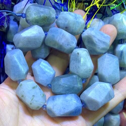 Natural Blue Aquamarine Beads 15'' Faceted Irregular DIY Loose Stone Beads For Jewelry Making Beads Necklace For Women Gift