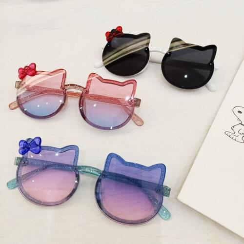 New Cute Kids Sunglasses cat eye Children candy colors Sun glasses fashion boy girl baby bow Eyewear Oculos De Sol Shades UV400