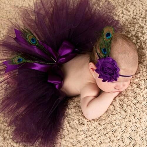 Feather baby girl headband Infant hair accessories Tie bow newborn Headwear tiara headwrap Peacock Toddlers bandage Sunflower