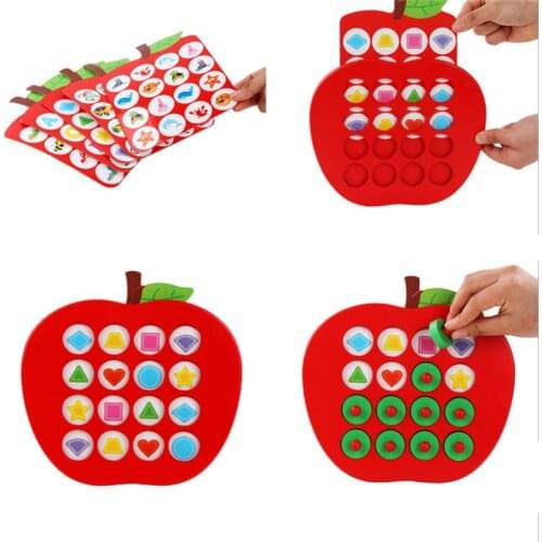 Early Education 3D Puzzle Toys Kids Wooden Apple Memory Matching Chess Game Family Casual Games Puzzle Ideal childrens Day Gift