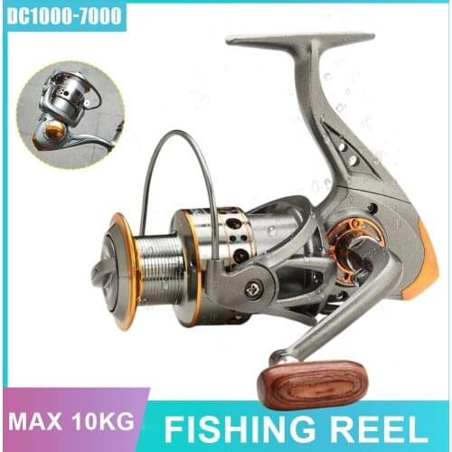 Fishing Reel High Speed 5.2:1 Gear Ratio Spinning Reel Reversible Handle for Left/Right Retrieve 1000-7000 Reel 10KG Max Drag