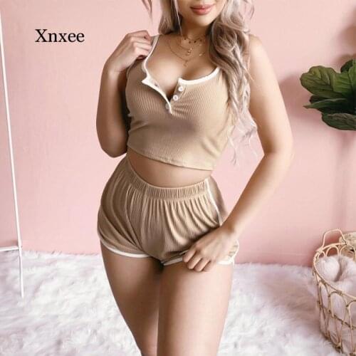 Sexy Women Summer 2 Piece Set Sport Patchwork Button Sleeveless Square Collar Slim Short Top Elastic Mid Waist Shorts Outfit