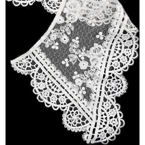 Detachable False Collar Embroidery Neck Ruff Mini Cape Polyester Covering Collar for Women Girls Elegant Style