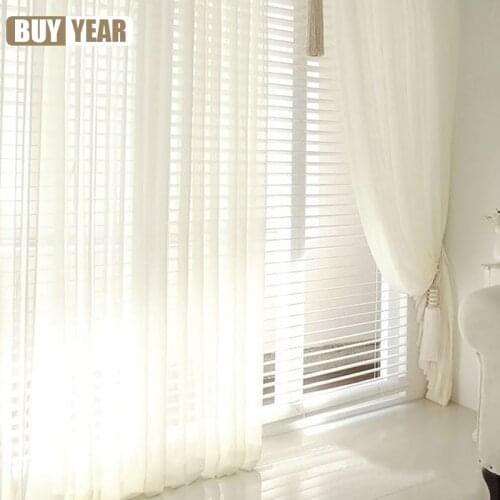 Modern Tulle Window Curtains For Living Room White Sheer Curtains for Bedroom Rustic Balcony Yarn Drapes Soft Roman Blinds