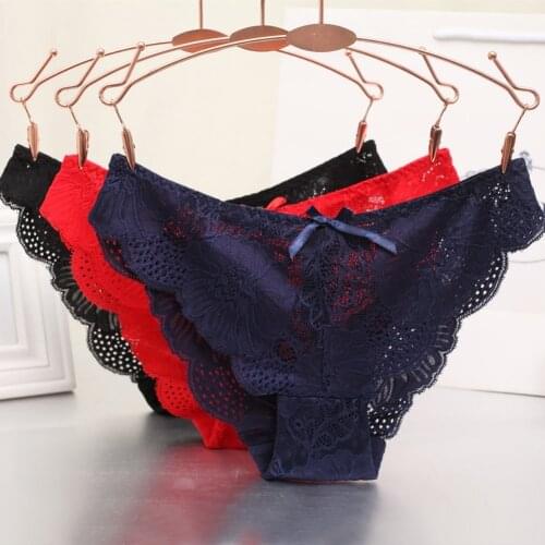 Women Sexy Lace Panties Underwear Fashion Panty Breathable Hollow Out Underpants Female Low-Rise Transparent Briefs