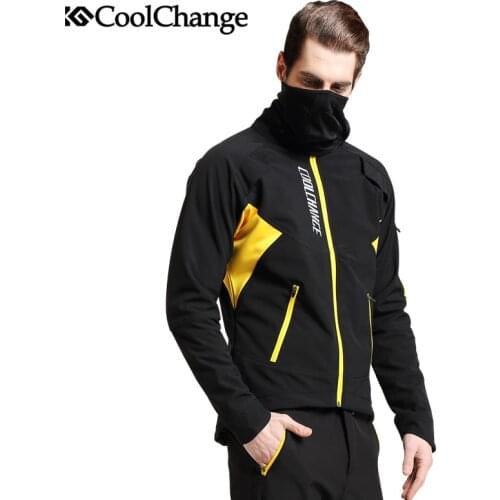 CoolChange Cycling Jersey Winter Thermal Fleece MTB Bicycle Windproof Jacket Outdoor Cycling Sportswear Long Sleeve Coat Jersey