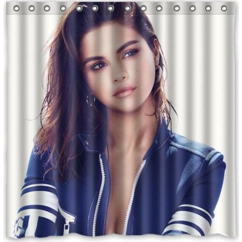 Selena Gomez Polyester Waterproof Shower Curtain 71*71 inch Mildew Resistant Bath Curtain Bathroom Decor 12pc Hooks