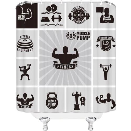 High Quality American sports Waterproof Eco-friendly Bathroom Shower Curtain with 12 Hooks Home decoration