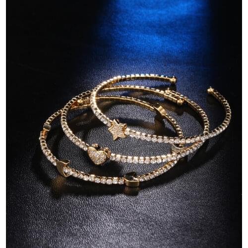 Cubic Zirconia Tennis Bracelet for Women Gold Color Iced Out Crystal Charm Tennis Bracelet Bangle Bijoux Jewelry