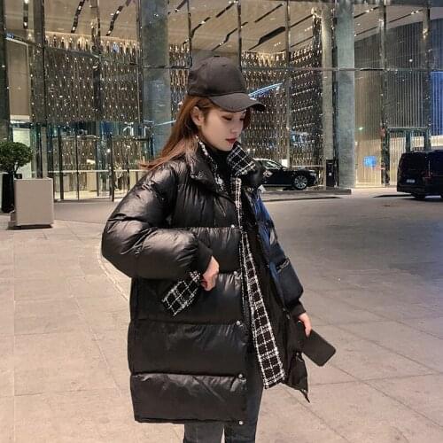 Winter Women Coat Mid-Length Cotton-Padded Parka Thick Warm Streetwear Loose Bread Outwear Fake Two Piece Spcling Quilted Jacket