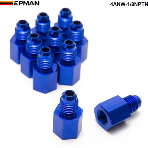 10PCS/LOT Fitting Flare Reducer Female -1/8NPT to Male -4AN Blue Oil/Fuel Alloy Fitting 4ANW-1/8NPTN
