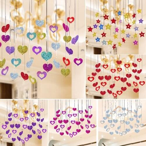 100pcs Balloon Sequin Pendant Red Heart Laser Sequined Pendant Wedding Room Valentiens Day Birthday Party Decorations
