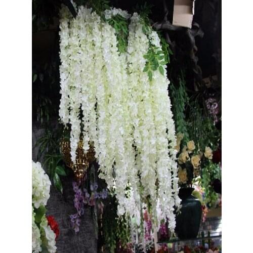 145CM Upscale White Artificial Silk Flower Encryption Hydrangea Wisteria Rattan Garland For Home Wedding Centerpieces Decoration