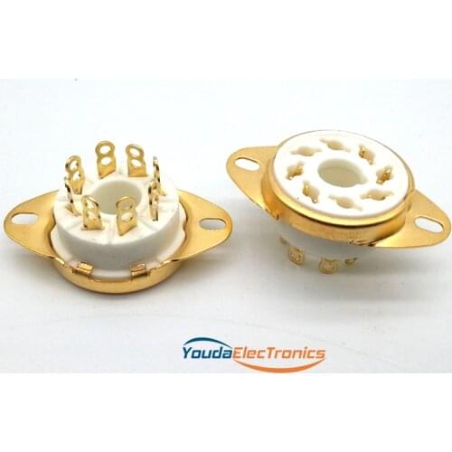 2pcs GZC8-1-A-G Gold plated 8pin ceramic Vacuum tube socket for 6550 7199 EL34 EL37 GZ32 GZ34