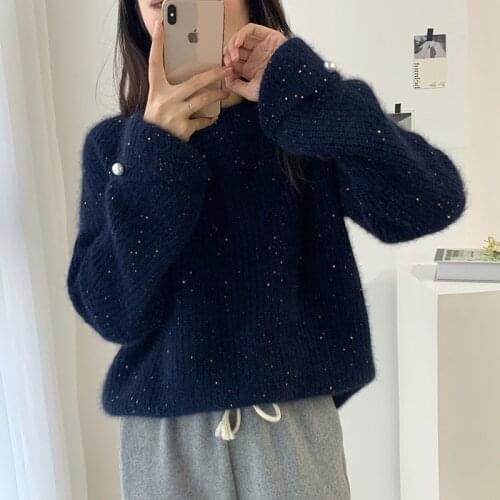 2021 fashion new autumn and winter temperament casual Korean style long-sleeved round neck Western style wild sweater women