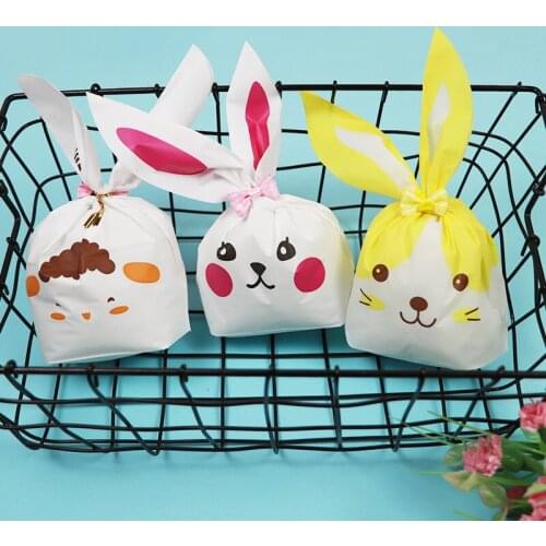 25/50pcs Rabbit Long Ears Baking Packaging Bag Wedding Holiday Party Decoration Gift Bag Household Snacks Bread Cookie Candy Bag