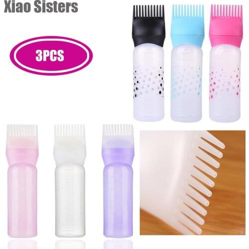 3PCS Hair Dye Bottle With Applicator Brush Empty Hair Dye Applicator Brush Bottle Hair Colouring Comb Hairdressing Salon Supply