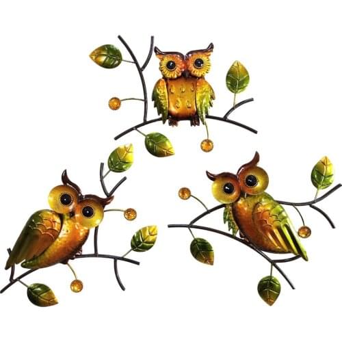 3pcs Owl Wall Statue Animal Art Hanging Wall Mount Nursery Home Decoration