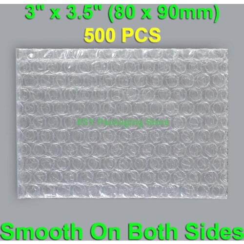 500 Pieces 3" x 3.5" (80 x 90mm) Clear Bubble Bags Small Size Plastic Packing Envelopes Poly Package Pouches Flat Open Top