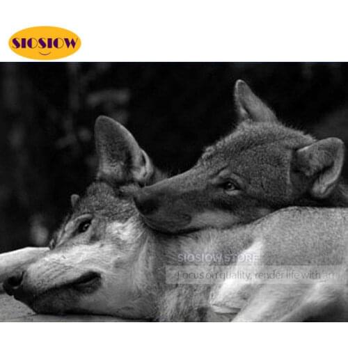 5D Diamond Painting Full Square Wolf Love Cross Stitch Kit 3D Wolves Diamond Embroidery Animals Bead Picture Kit Home Decoration
