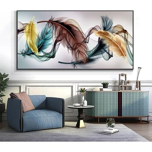 5d DIY Big Ginkgo Leaf and Feather Diamond Painting Rhinestone Embroidery, Nordic Style Decorative Art Hanging Painting