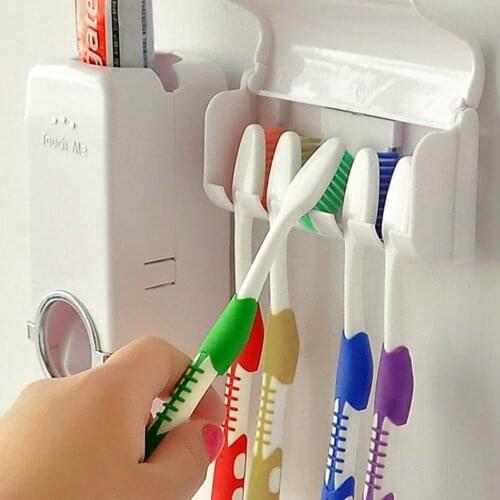 Automatic Toothpaste Dispenser Set Touch Me Toothpaste Squeezing Machine Five-Bit Toothbrush Holder Bathroom Accessories Set