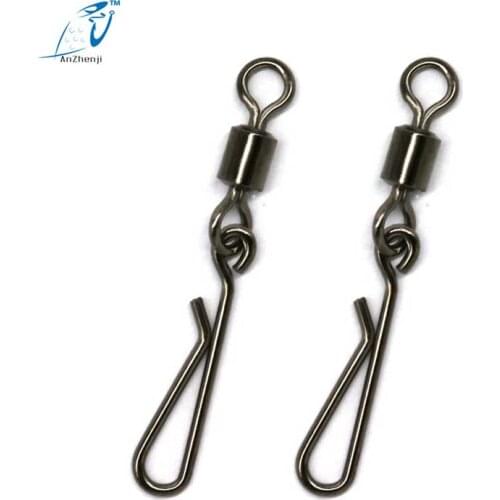 AZJ 200 Pieces/lot Fish Swivel With Hanging Fishing Tackle Fish Hooks Connector with Snap Rolling Peche Boat Raft Rod