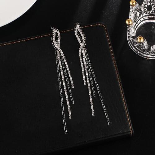 Bling Crystal Long Tassel Colors Rhinestone Drop Earrings for Women Dangle Earrings Statement Earrings Party Jewelry Gifts E662