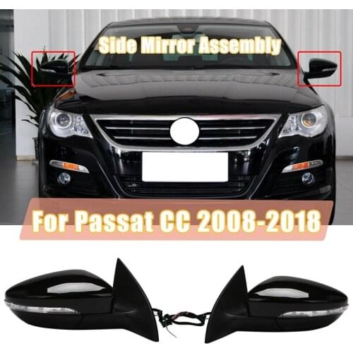Side Rear View Mirror Assembly Power Heated Folding Memory Turn Signal 13 Wires for Passat CC 2008-2018 LH Black