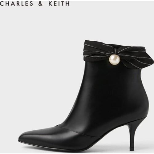 CHARLES＆KEITH New Arrival 2020 CK1-91680054Women boots Round bead decoration concise boots