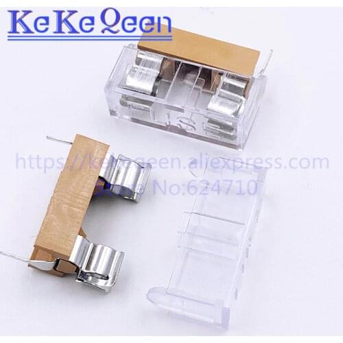 10pcs/lot 5*20mm 5x20mm fuse holder with transparent cover Insurance Tube Socket Fuse Holder Fuse Holders 5*20 Fuse