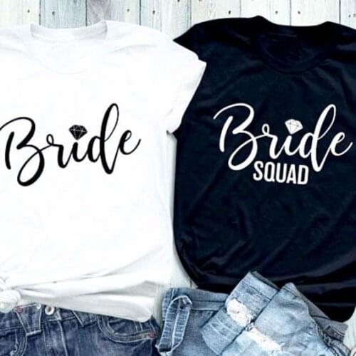 Feminist Gift Cotton Tee Aesthetic Graphic Shirts Bride Diamond Letter Printed T-Shirt Bride Diamond Squad Coupled Tops