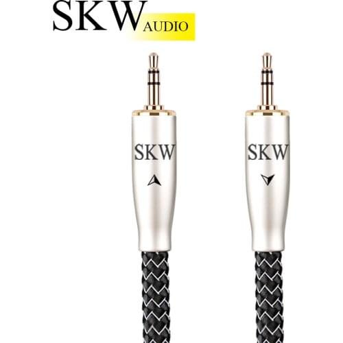 SKWi Aux Cable 3.5mm Audio Cable 3.5 mm Jack Silver Plating On OCC Conductor For Phone Connect Car Computer Connect Speaker Box