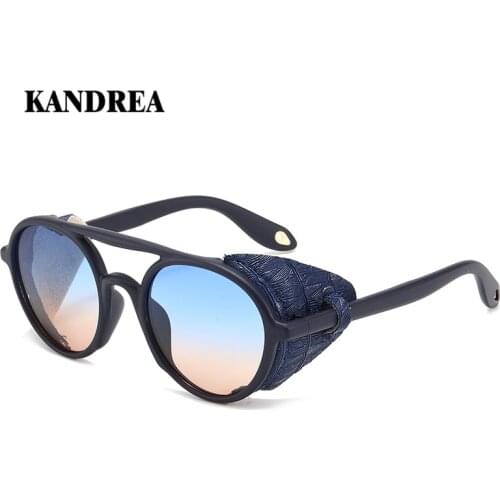 KANDREA Vintage Steampunk Brand Design Luxury Oversized Frame Sunglasses Men Women Fashion Round Sun Glasses Shades UV400 Eyewea