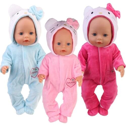 18 Inch Doll Clothes Climbing Suit with Hat for 40- 43cm Reborn Doll New Born Baby Rompers Suit Baby Birthday Festival Gift