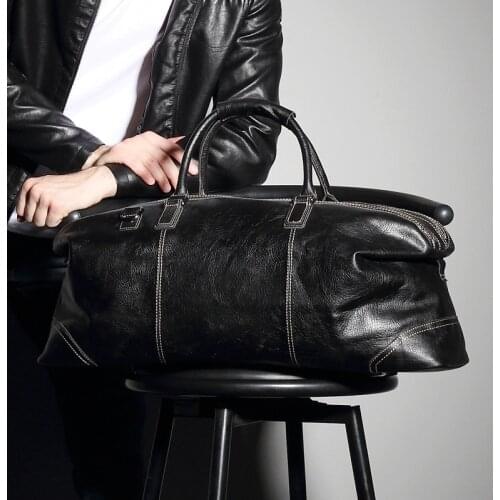 Leather Travel Bag Mens Handbag Large Capacity Business Travel Luggage Top Layer Leather Travel Bag