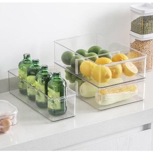 Kitchen Transparent Refrigerator Drawer Storage Separate and Stackable Refrigerator Drink Storage Box
